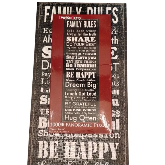 Family Rules by Louise Carey Typography Artwork 1000 Piece Panoramic Puzzle - Picture 14 of 14